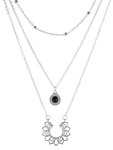 Women's Vintage Silver Multi - layer Lotus Necklace