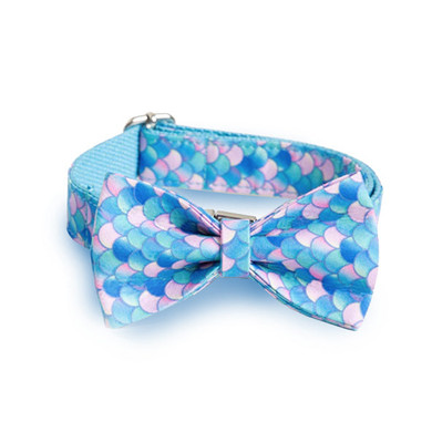 Mermaid Dog Collar w/ Detachable Bow