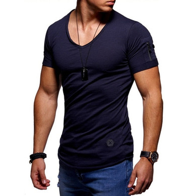 Zipper sleeve slim fit t-shirt