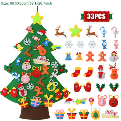 Kids DIY Felt Christmas Tree Christmas Decoration for Home Navidad 2021 New Year Gifts Christmas Ornaments Santa Claus Xmas Tree