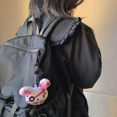 Bloody One-eyed Rabbit Plush Keychain Menhera Accessory #JU2975