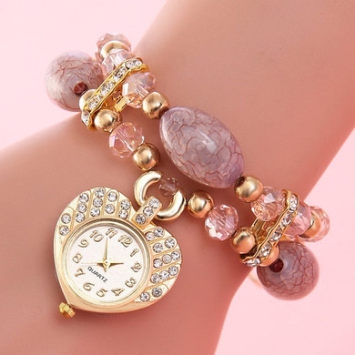 Stunning Rhinestone Heart-Shaped Bracelet Watch Stunning Rhinestone Heart-Shaped Bracelet Watch