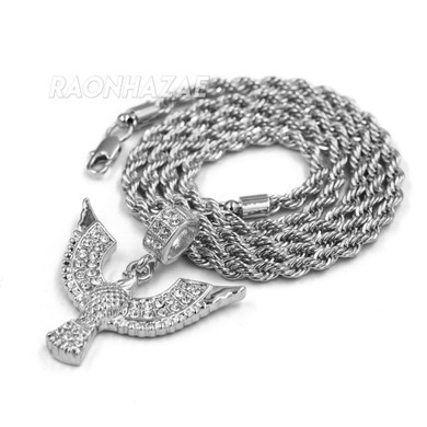 Iced Gold / Silver Buddha Pendant w/ 5mm Franco Chain / EGYPTIAN IBIS Pendant w/ 4mm Rope Chain Set