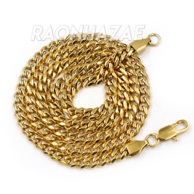 316L Solid Stainless Steel Hip Hop American Football Helmet Pendant w/ 5mm Miami Cuban Chain