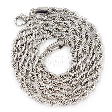 Stainless Steel Silver Smiling Chubby Buddha Pendant 4mm w/ Rope Chain (Green Jade)