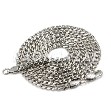 Stainless Steel Silver Yachty Pendant w/Cuban Chain