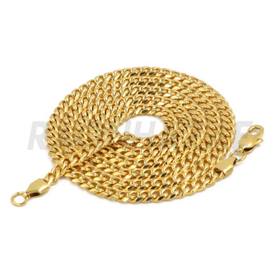 Stainless Steel Gold Pliers Pendant w/ 5mm Miami Cuban Chain