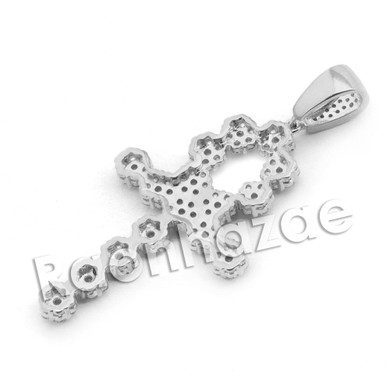 Lab diamond Micro Pave Egyptian Ankh Cross Pendant w/ Miami Cuban Chain BR102