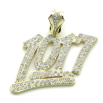 BIG NUMBER 1017 CHARM ROPE CHAIN DIAMOND CUT CUBAN CHAIN NECKLACE G61