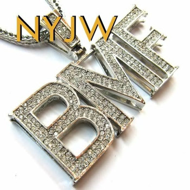 SILVER BMF BLACK MAFIA FAMILY PENDANT W/ 36" CHAIN