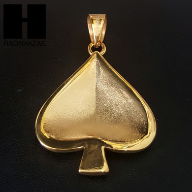 Las Vegas 316L Stainless steel Gold Spade Ace A Pendant Miami Cuban SS028