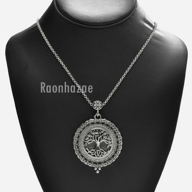 New Silver 5X Magnifying Glass Tree of Life Pendant 31" Chain Necklace SJ045S