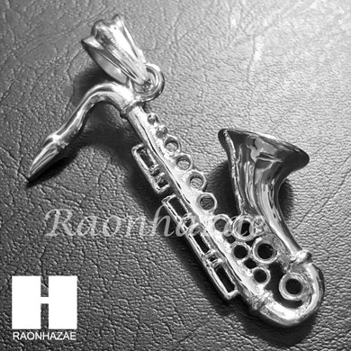 316L Stainless steel Silver Bling Saxophone w/ 5mm Cuban Chain SG8 316L Stainless steel Silver Bling Saxophone w/ 5mm Cuban Chain SG8