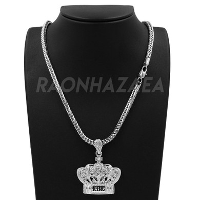 Hip Hop KING CROWN Pendant W/ Franco Chain / Tennis Choker Chain