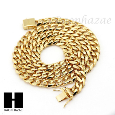 Stainless Steel Gold Finish Heavy 7mm Miami Cuban Link Chain Necklace Bracelet 1
