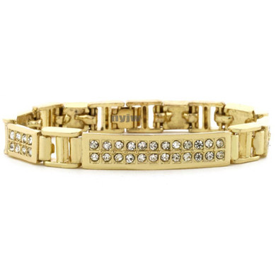 14K GOLD PLATED MICRO PAVE SIMULATED DIAMOND 8.5" BRACELET KB012G