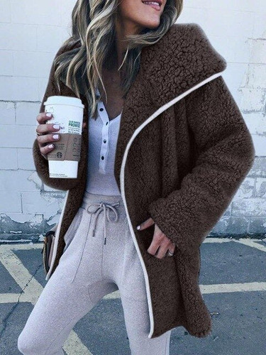 Women Warm Soft Zipper Fur Jacket Plush Overcoat Casual Outerwear/Free Shipping