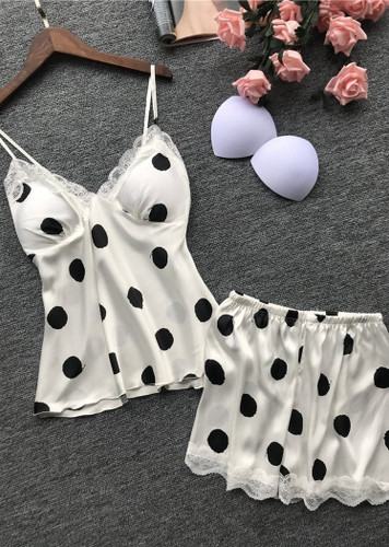 Polka Dot Camisole Set Lingerie Sleepwear/Free Shipping
