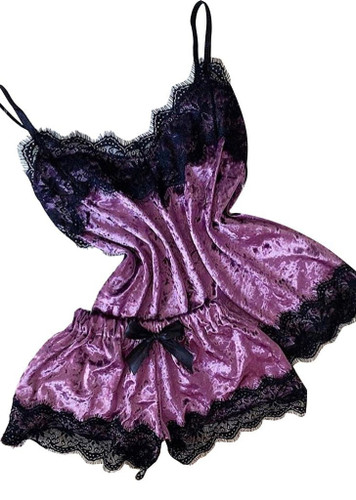 Velvet Eyelash Lace Lingerie Underwear Two Pieces Cami Set/Free Shipping