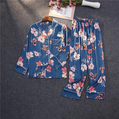 Flower Print Color Block With Pocket Set 2 Sleepwear Pajama For Women/Free Shipping