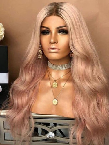 Foxwigs Lace Front Wigs Middle Part Long Gradient Wavy Party Hair Wig/Free Shipping