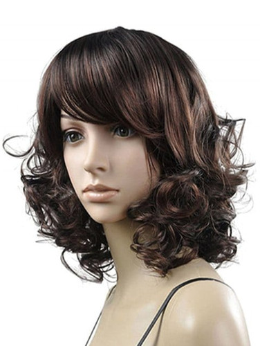 Foxwigs Lace Front Wigs Side Bang Curly Medium Hair Fluffy Wig/Free Shipping