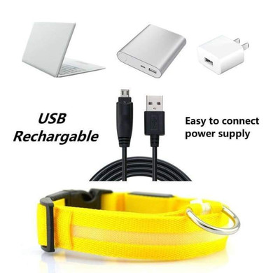 USB Rechargeable Dog or Cat LED Flashing Collar Leash