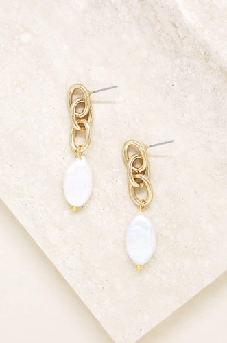 Chain & Freshwater Pearl Drop Earrings