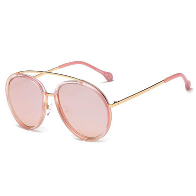 Women's Polarized Circle Round Brow-Bar Fashion Sunglasses