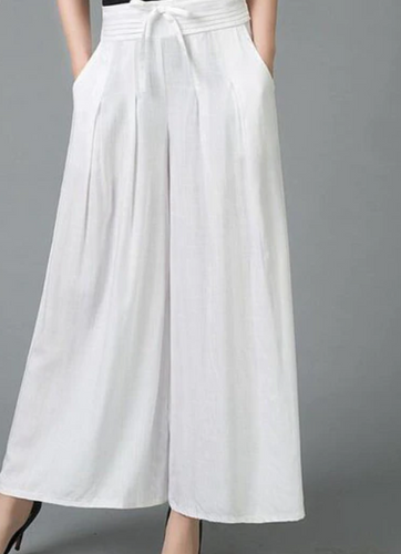 Chic Wide Leg Pants With Elastic High Waist Loose Pleat!