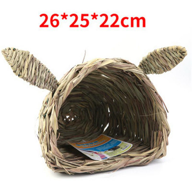 Rabbit shaped Straw house Pet Nest Straw House Rabbit Chinchillas Hamster Handmade Straw Grass Nest Pet Mat