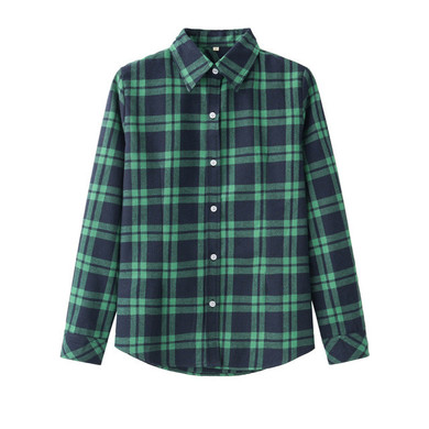 Women Fashion Casual Lapel Plaid Checks Flannel Long Sleeve Tops