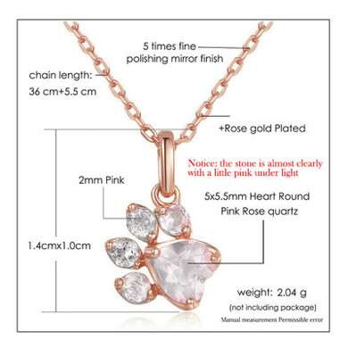 Adorable Pink Paw Pendant Necklace
