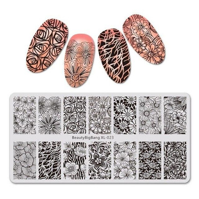Stamping Plate Stencil For Nails Butterfly Leaf Autumn Image