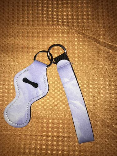 Light Blue Chapstick Keychain w/ Wristlet Lanyard