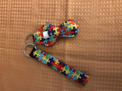Puzzle Chapstick Keychain w/ Wristlet Lanyard