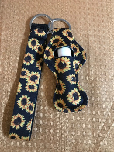 Sun Flower Chapstick Keychains with Wristlet Lanyard