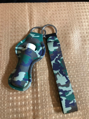 Camouflage Chapstick keychain