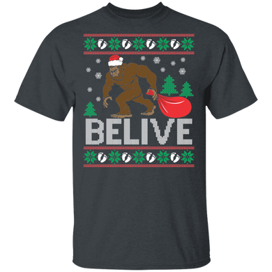 Christmas Believe Shirt FUNNY Bigfoot Ugly Xmas Tree T-shirt