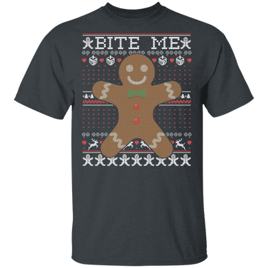 Classic Teaze Bite Me Gingerbread Man Cookie Christmas T-shirt