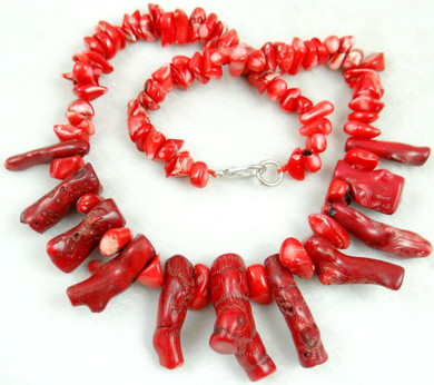 Red Coral Irregular Sweater Necklace