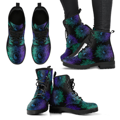 Yin Yang Lotus Handcrafted Boots