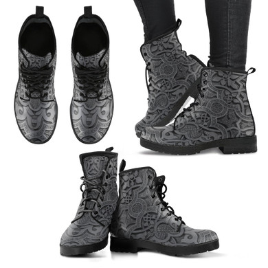 Vintage Mandala Ceilings in Dolphin - Leather Boots for Women