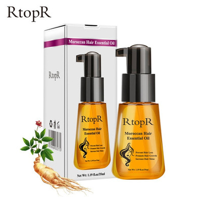 RtopR 1Pc Moroccan Pure Argan Oil Hair Essential Oil For Dry Damaged Hair & Scalp Treatments Natural Nourishing Hair Serum TSLM1