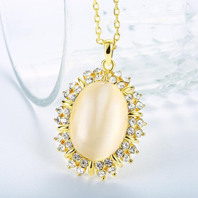 Opal Created Necklace in 18K Gold Plated with Swarovski Crystals