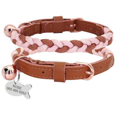 Braided Cat Collar with Bell and Personalized ID Tag