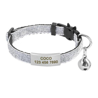 Quick-Release Cat Collar with Customized Name Tag and Bell