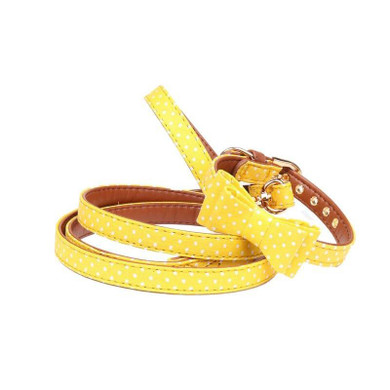 Matching Dog Collar & Leash with Polka Dot Pattern
