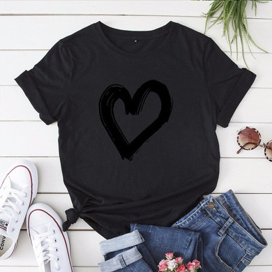 Heart Printing T-shirt Women's Vogue Heart Printing T-shirt Women's Vogue