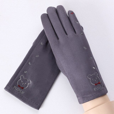 Add Cashmere Thicken Keep Warm Touch Screen Women Gloves Winter Outdoor Windproof Female Gloves Cute Elegant Suede Gloves